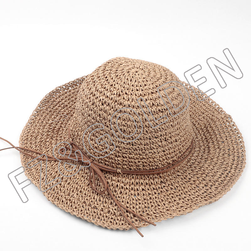 Export Hat Supplier - 
 Women's Sun Wide Brim UPF 50+ Summer Straw Beach Bucket Hat  - FUZHI