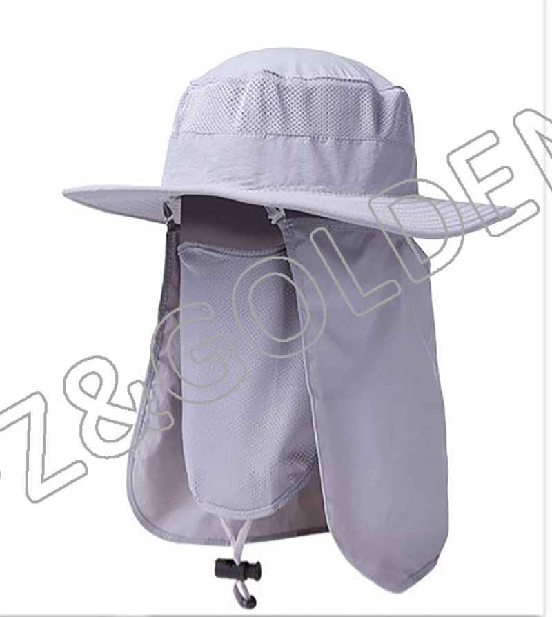 Wholesale Mesh Hat - 
 Wide Brim Breathable Mask Necklace Bucket Fishing Sun Hats   - FUZHI