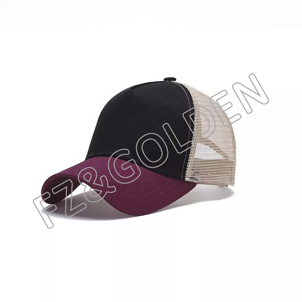 FZBC20250716-6 Manufacture OEM Custom Design Baseball Cap Cotton 5 Panel Mesh Snap Back Men 3D Embroidered Patch Bulk Trucker Hat