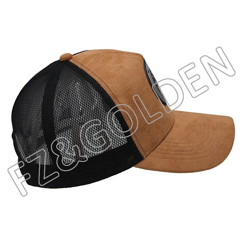 Wholesale Racing Cap Manufacturer - 
 Factory Cheap Vintage Trucker Baseball 5 Panel Custom Suede Mesh Cap  - FUZHI