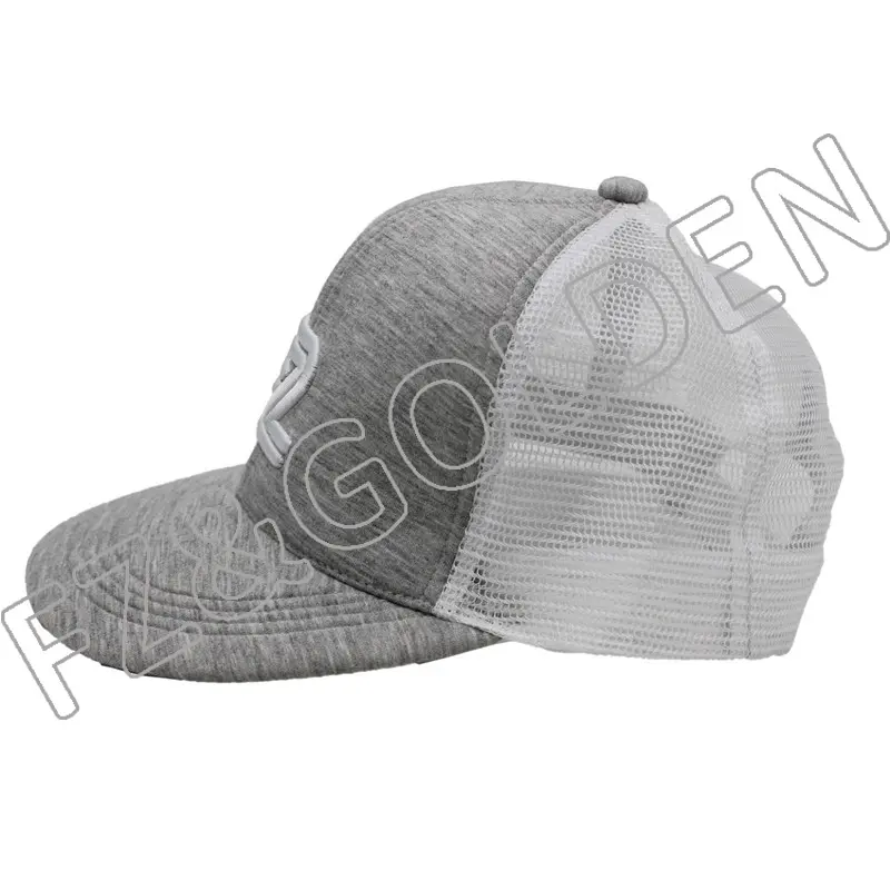 Discount Sport Cap Factory – 
 Flat Visor 6 Panel Air Cotton+Mesh Snapback Trucker Cap  – FUZHI