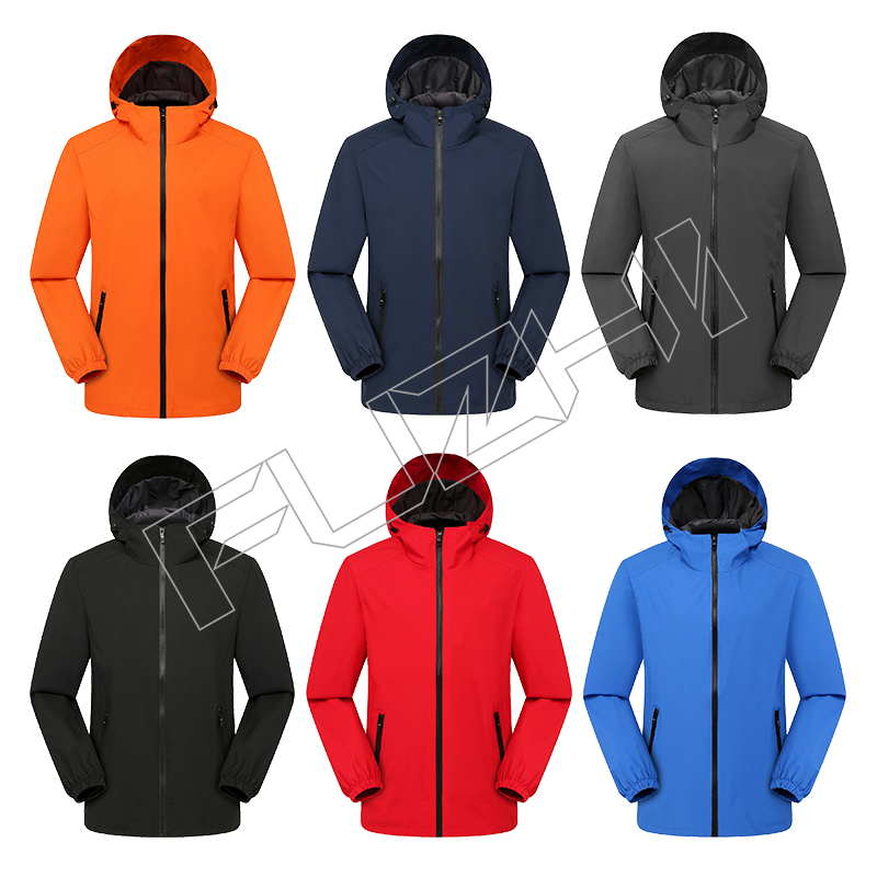 FZJA-1003 Men's and women's softshell jacket, sports jackets, solid color hooded coats, spring and autumn windproof and waterproof outdoor mountaineering clothing customized
