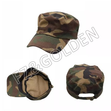 FZCC20250722 Cadet Military Hat Unisex Adjustable Flat army Caps for sale