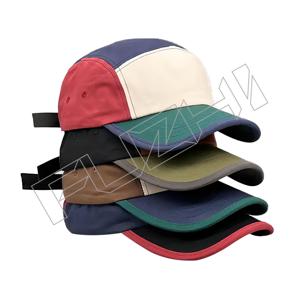 FZBS-5814 Unisex Wholesale 100% Cotton 5 Panel Color Matching Camping Caps with Adjustable Closure