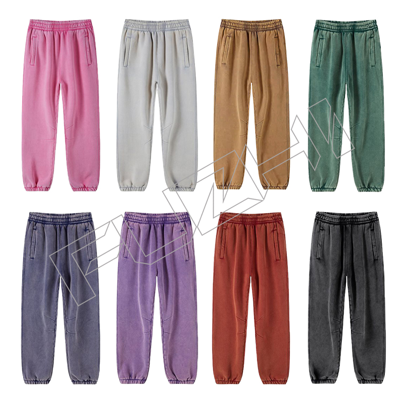 FZWP-4263 Customize high quality unisex color washed cotton pants(fleece)