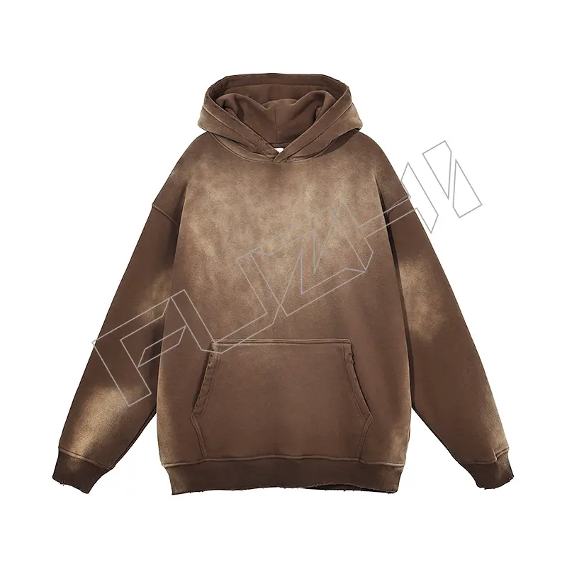 FZWH-1003 Fashion washed hole hoodie and pants hipster hoodie set washed fleece or terry hoodie and pants