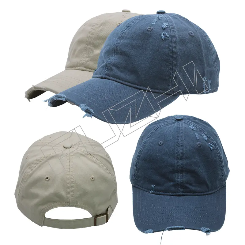 FZBC-6102 Solid color washed cap for men and women new spring and summer broken washed vintage cap personality soft top leisure all shade washed holes baseball cap