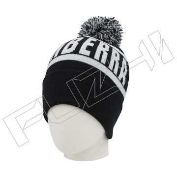 FZBH20250623-4 Jacquard text pattern Knitted pom beanie