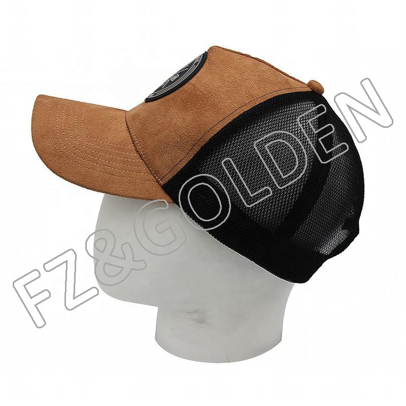 Wholesale Racing Cap Manufacturer - 
 Factory Cheap Vintage Trucker Baseball 5 Panel Custom Suede Mesh Cap  - FUZHI
