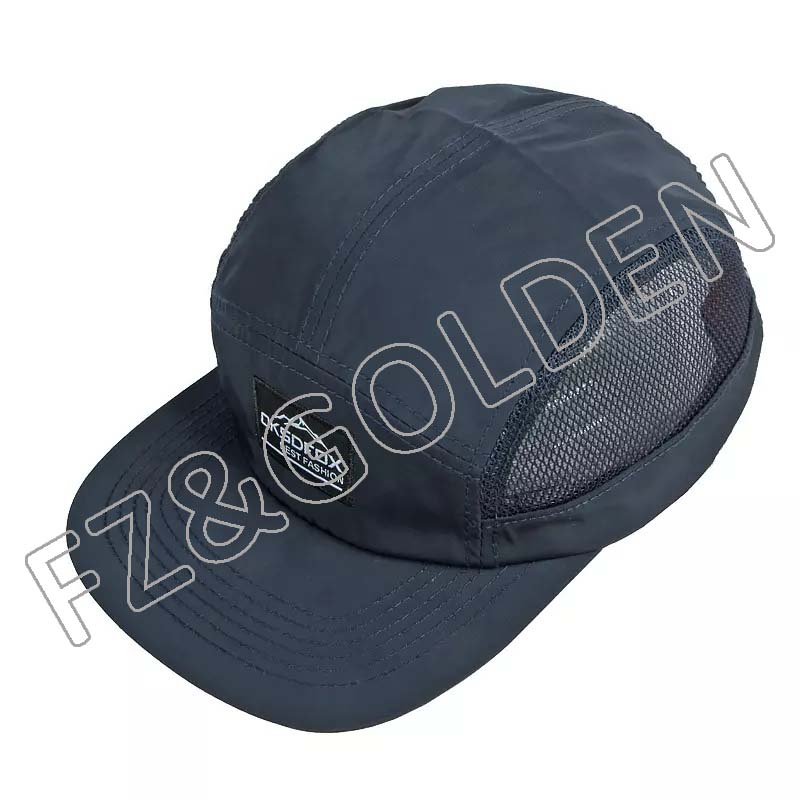 FZBC20250716-5 Wholesale Custom Logo 5 Panel Flat Bill Mesh SnapBack Sports Gorras Luxury Polyest...