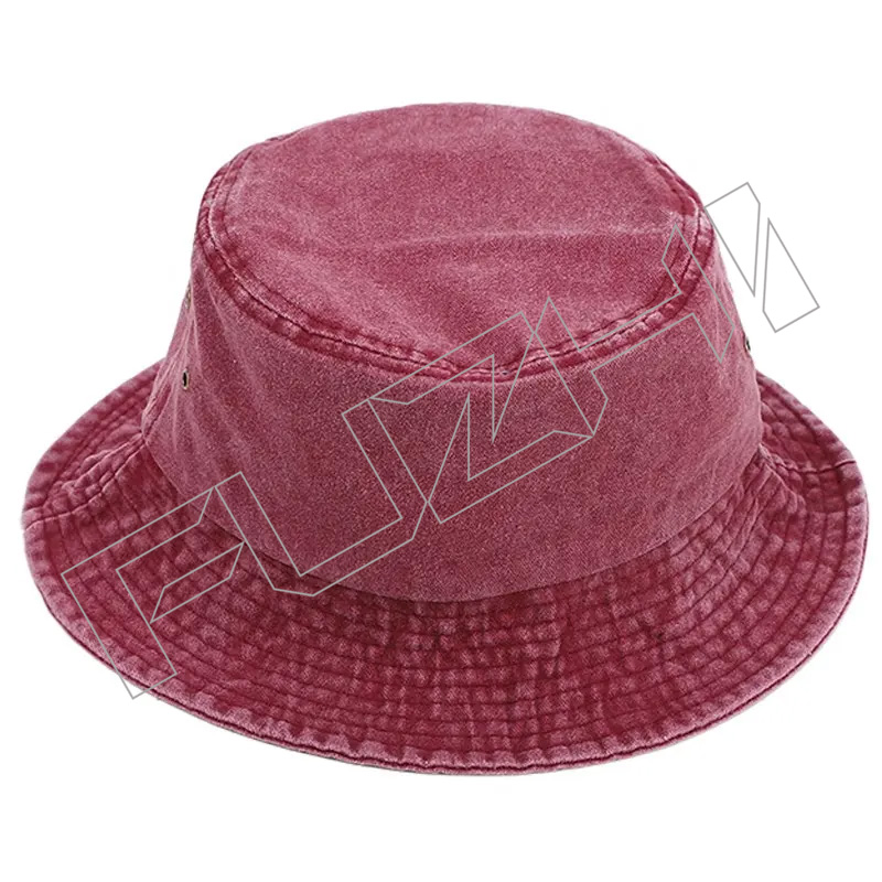 FZFH20250626 Reversible Summer Custom Logo Allover Printed and Embroidered Cotton Beach Wide Brim Bucket Hats For Unisex