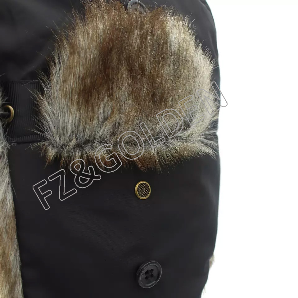 FZWH20250716 Custom russian style fur Snow earflap Cap Plush fur Ski trapper Bomber Winter Hat