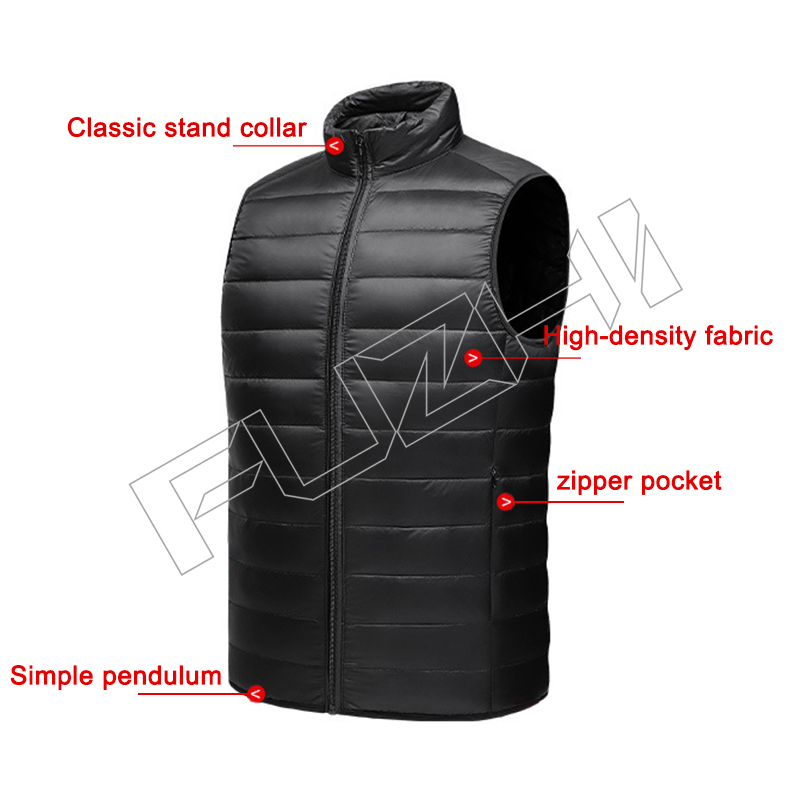 FZJA-1007 New stand collar autumn winter men and women unisex down vest jacket thin down vest coat