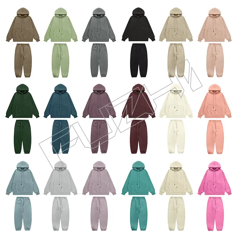 FZHP-1001 Fashion unisex sports hoodie & pants color hoodie set fleece hoodie & pants